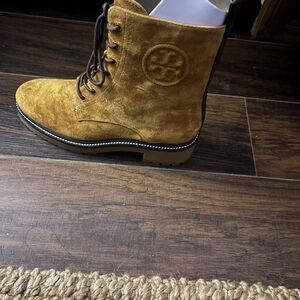 Tory Burch Tan Lace Up Boots